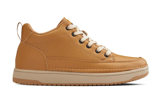 Elevated Leatherette Micro-Perforated Sneakers (Camel Brown & Gum Sole)