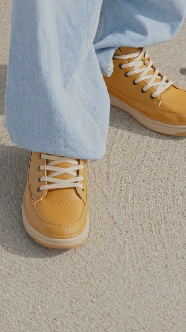 Elevated Leatherette Micro-Perforated Sneakers (Camel Brown & Gum Sole)