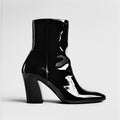 Zyvera Noir Patent Heeled Boot — Gloss Onyx